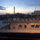 Whale watch boat returning to Provincetown harbor at sunset